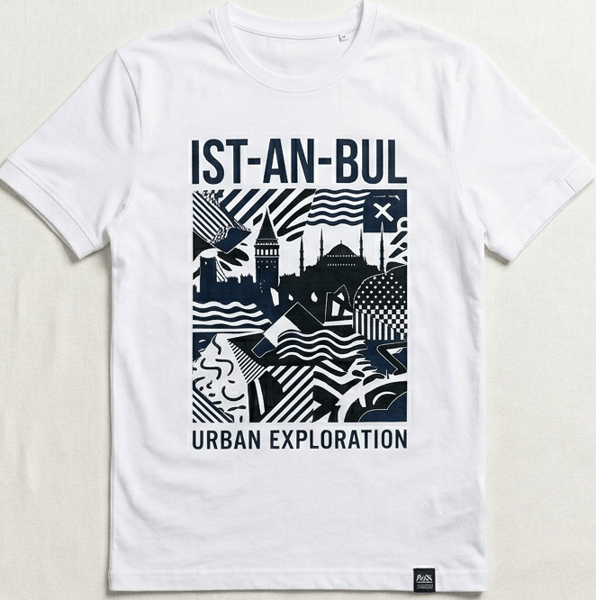 İstanbul Baskılı Erkek Tişört